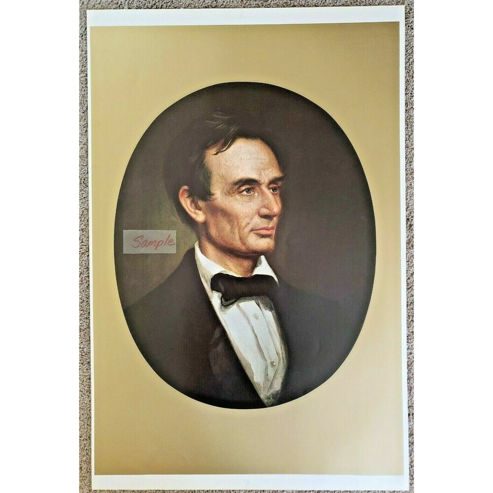 President Abraham Lincoln Portrait W/ Gold Matte Poster 22.5" x 29" NOS